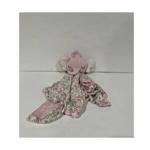 Milkberry Pink Elephant Floral Baby Lovey Security Blanket Toy Bamboo Plush
